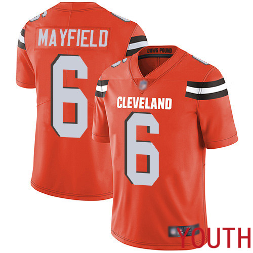 Cleveland Browns Baker Mayfield Youth Orange Limited Jersey #6 NFL Football Alternate Vapor Untouchable->youth nfl jersey->Youth Jersey
